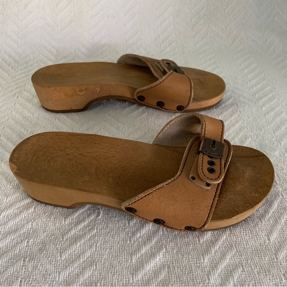 Women’s 7 Vintage 70’s Dr. Scholls Natural Wheat Wooden Exercise Sandals AUSTRIA - Picture 14 of 16